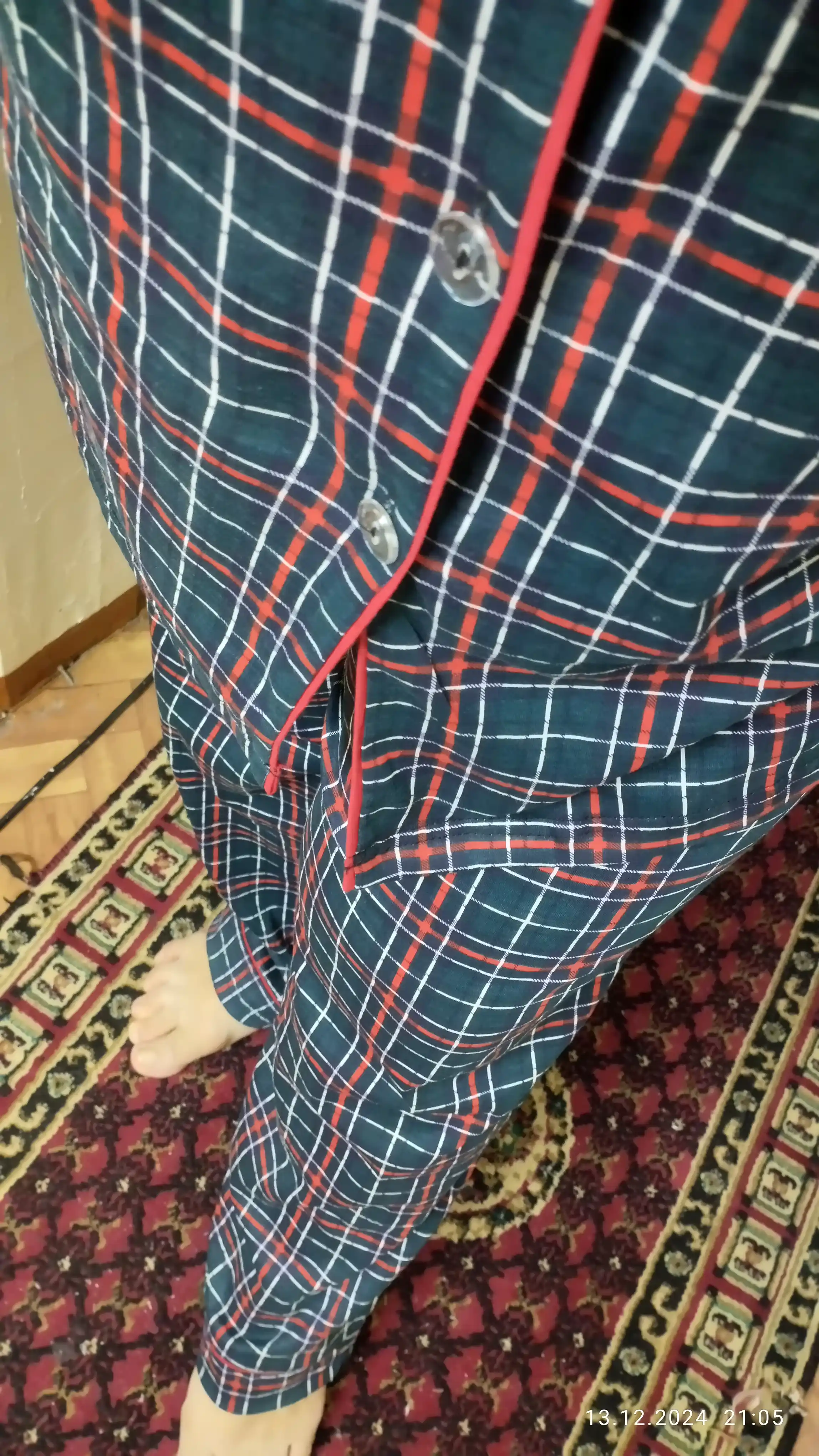 Ayollar pijamalari, ko'ylak va shimlar to'plami, paxta