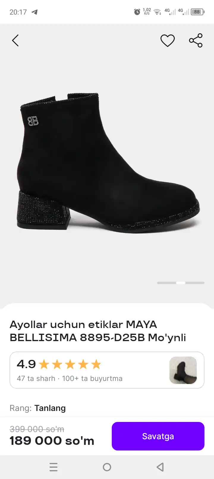 Ayollar uchun etiklar MAYA BELLISIMA 8895-D25B" Mo'ynli