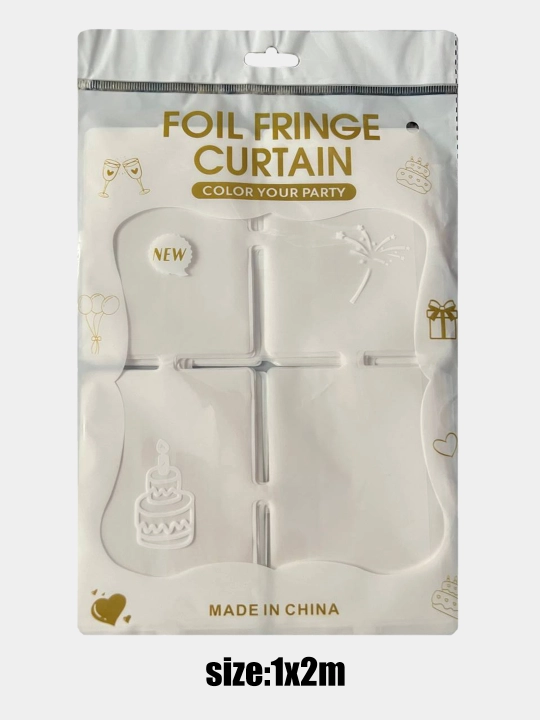 Folga materialidan katta kvadrat pardalar, tugilgan kun va dekoratsiyasi fotozonai 2x1 m