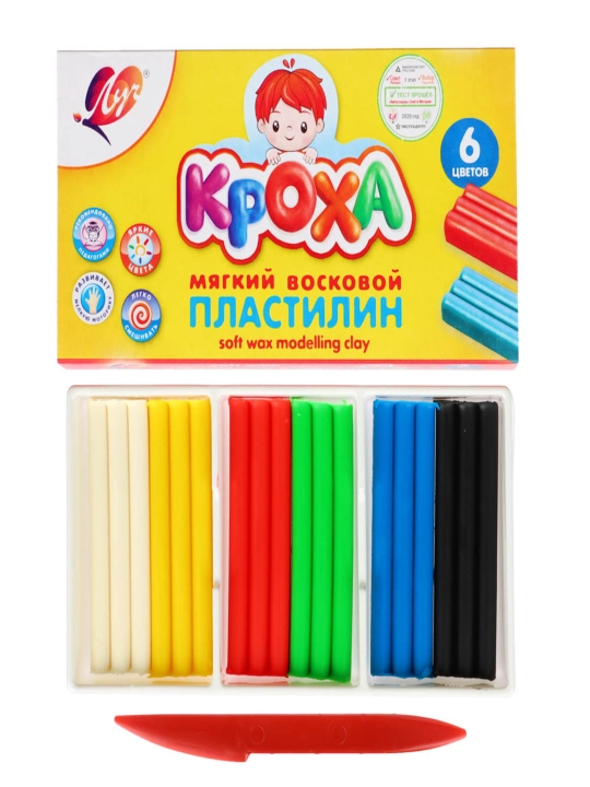 Пластилин мягкий, "Кроха", 6 цветов