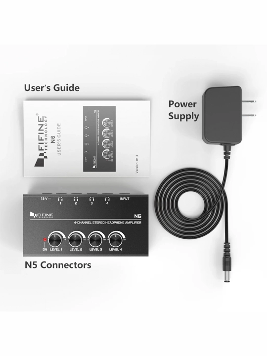 Fifine N6 professional, audio, stereo, gitara, Hifi quvvat kuchaytirgichi, naushnik ovozi