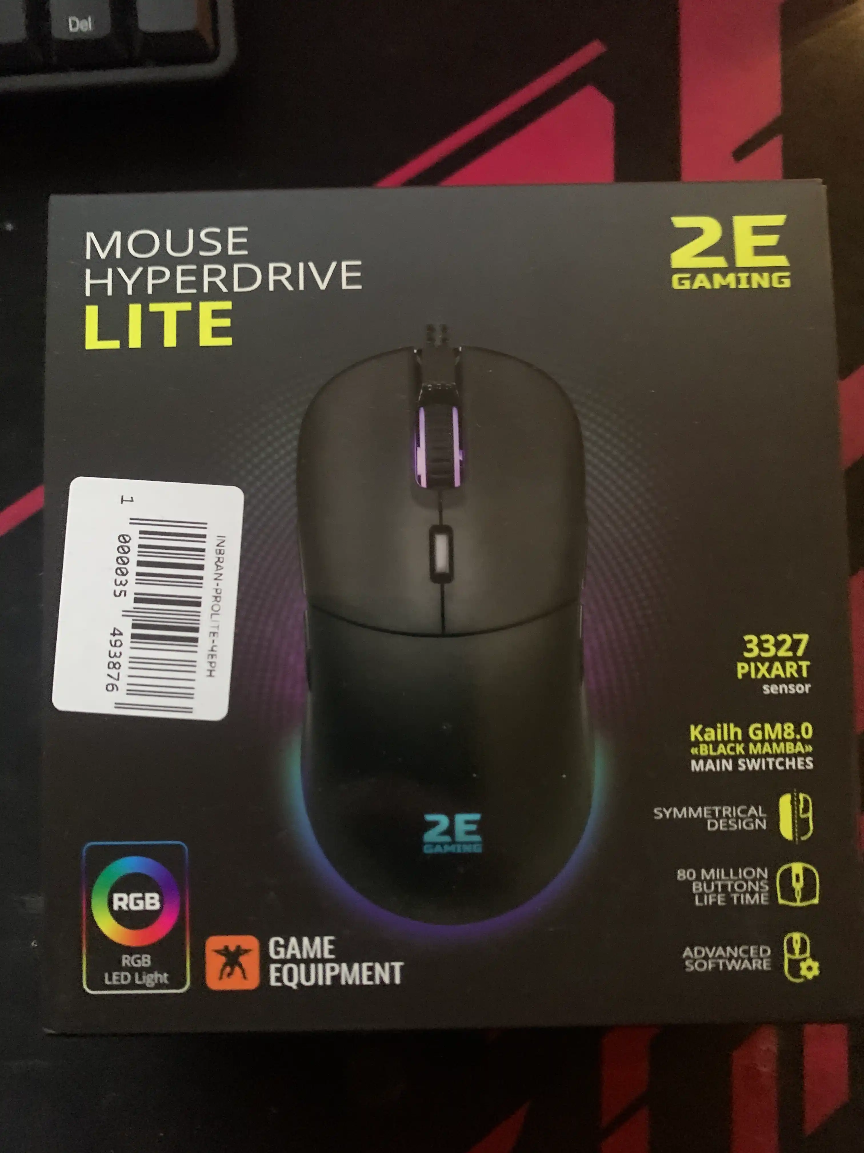 Simli o'yin sichqonchasi 2E GAMING HyperDrive Lite, RGB, ikki korpusli
