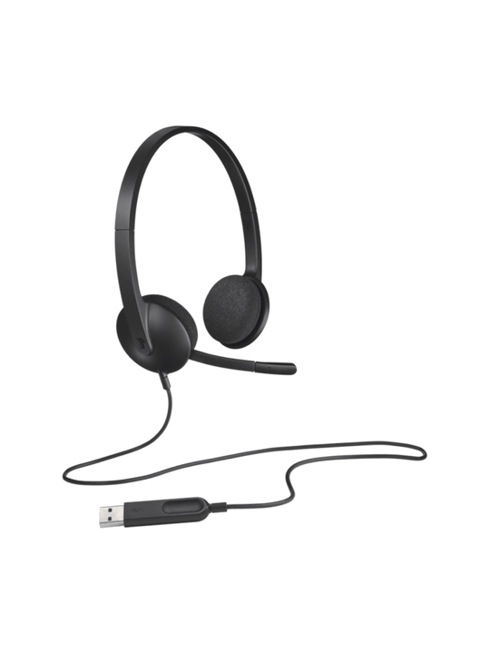 Simli quloqchinlar va Logitech H340 kompyuteri, mikrofon bilan, USB