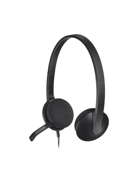 Simli quloqchinlar va Logitech H340 kompyuteri, mikrofon bilan, USB