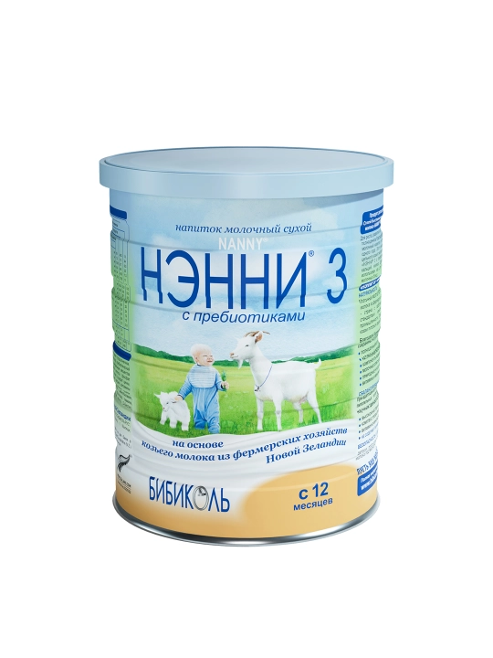 Quruq sutli ichimlik NANNY 3, echki sutiga asoslangan, 12 oylik+, 800 gr