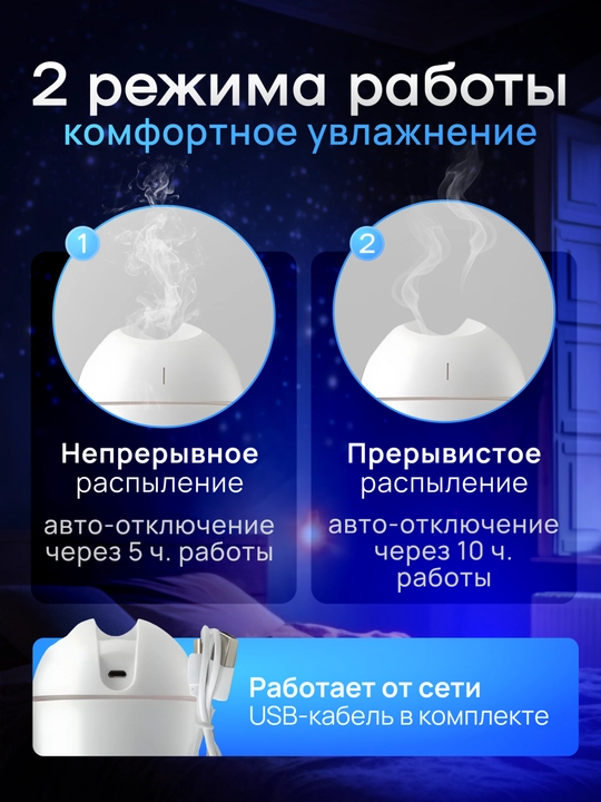 Uy, ofis va avtomobil uchun stol usti havo namlagichi, yoritgichli