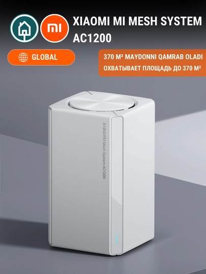 Xiaomi Mi Mesh System AC1200 Wi-Fi routeri, AX3000 NE, 1-Pack, uy va ofis uchun Mesh-tizim - 