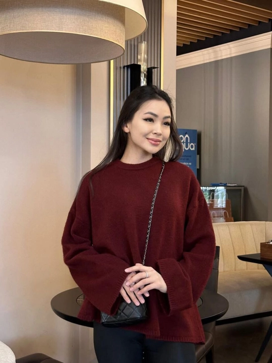 Свитер джемпер, оверсайз, теплый, шерстяной, стандартный