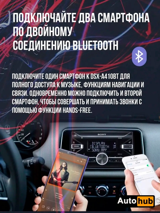 Bluetooth, mikrofon va boshqaruv pulti bilan Sony DSX-B700 avtomagnitolasi