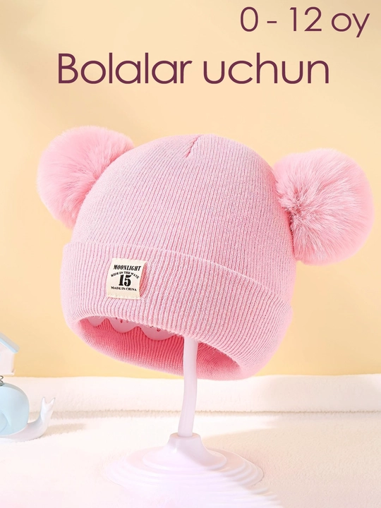 0-12 oylik chaqaloqlar va chaqaloqlar uchun ikki qavatli issiq shlyapa - 