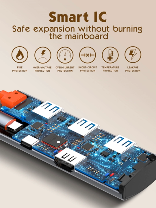 Ko‘p funksiyali ulash stansiyasi DS-56H LDNIO PD3.0 HDMI USB2.0 USB-C PD100W Type-C SD TF