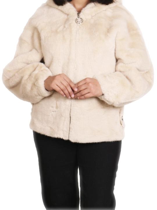 Azaly ayollar sun'iy mo'ynali shuba, kapyushonli, qishki