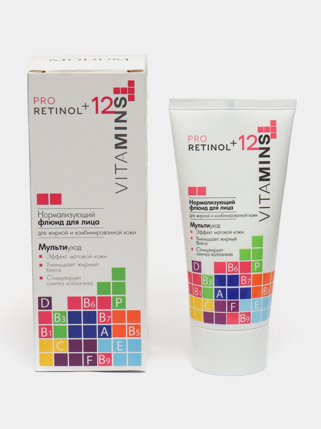 Modum Pro Retinol + 12 ta vitaminli yuz suyuqligi yog'li va aralash teri uchun, 50 g