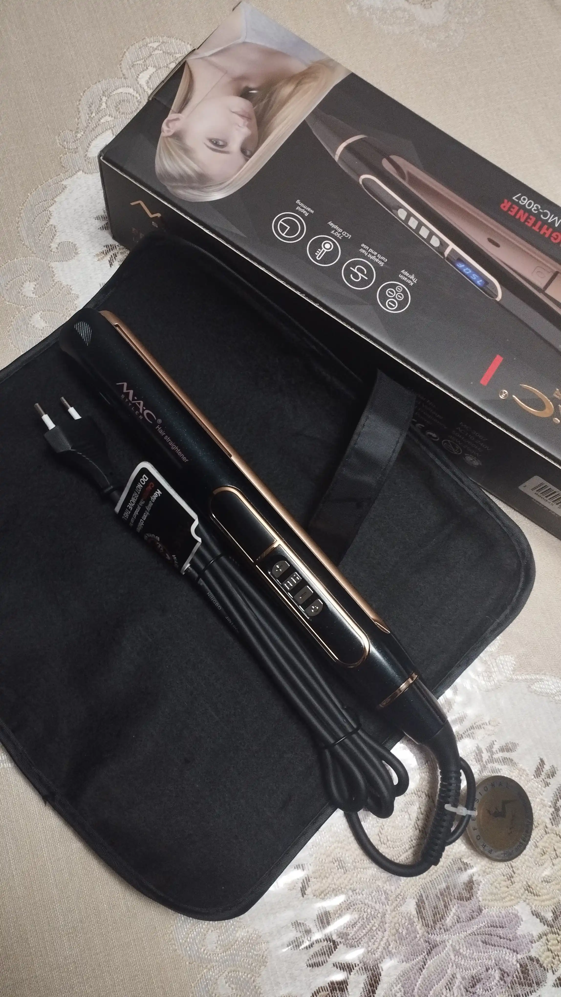 Dazmol sochlarni tekislash uchun professional  MAC MC-3067, stayler-ployka