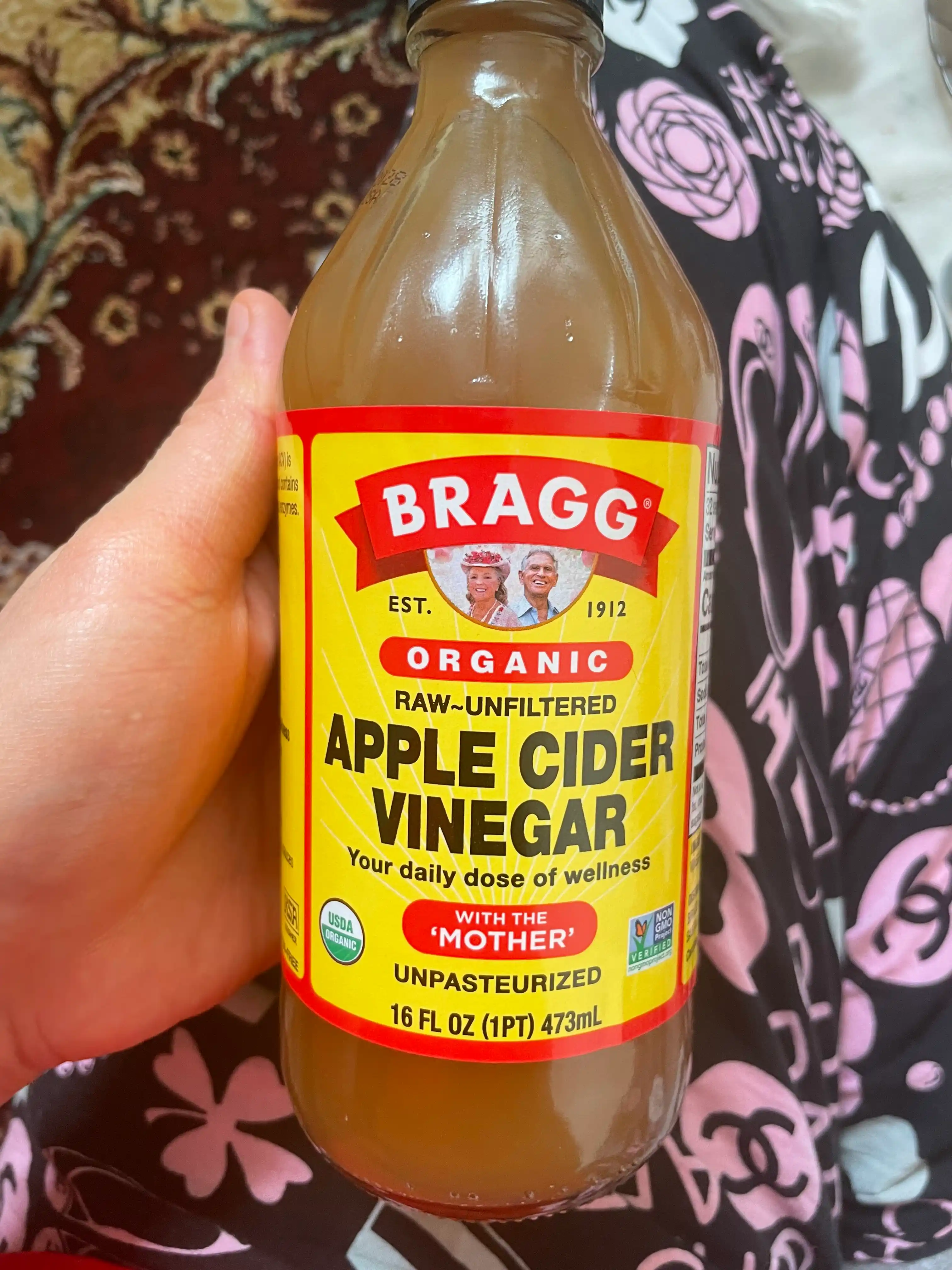 Bragg organik olma sirkasi, sirka bachadoni bilan, filtrlanmagan, 473 ml