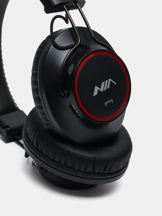Naushnik NIA S3000, simsiz Bluetooth quloqchin, mikrofonli, FM radio, MicroSD, AUX