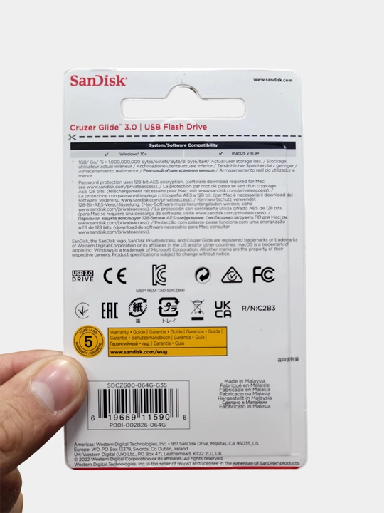 USB накопитель Sandisk Cruzer Glide 3.0 16/32/64/128/256ГБ 100МБ/с, подходит для свадеб ORG