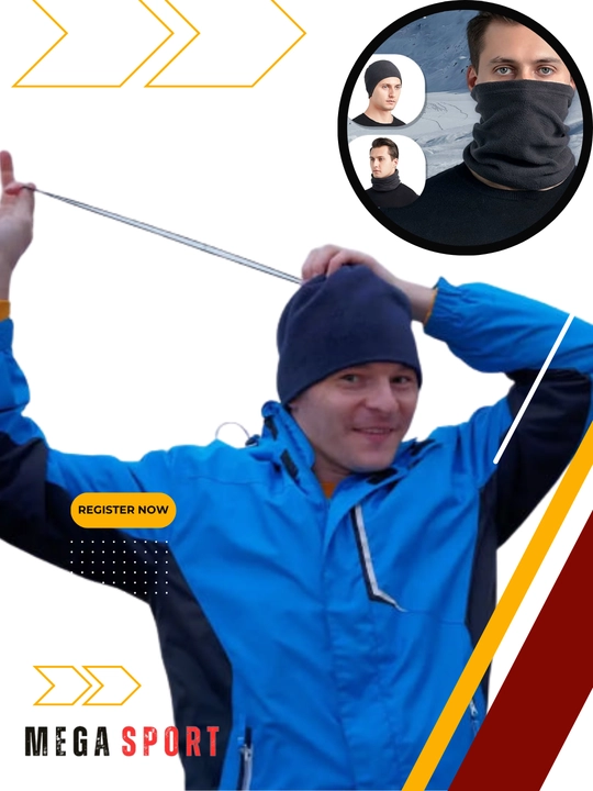Sport Niqob-qalpoqi, universal shapka+sharf, 2 tasi 1 da komplekt, qishki