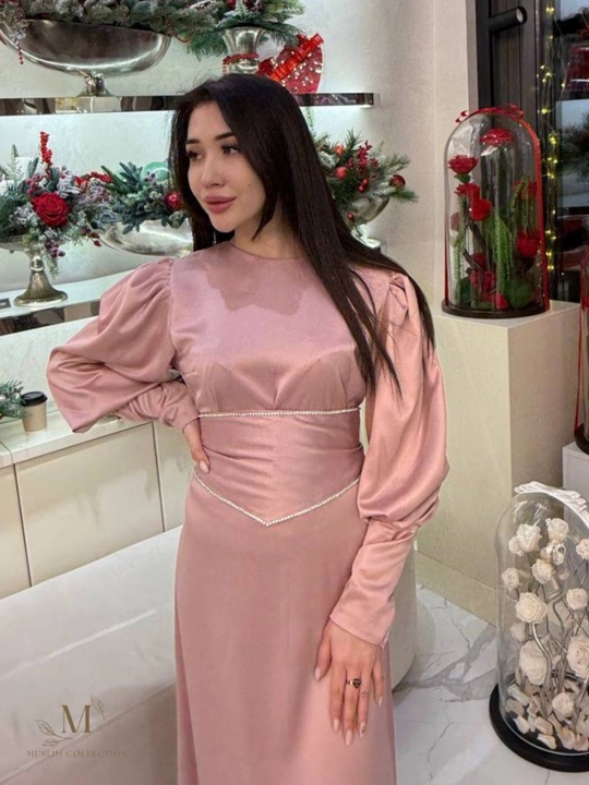 Bayramona ayollar ko'ylagi sholk mato, hamma faslga mos