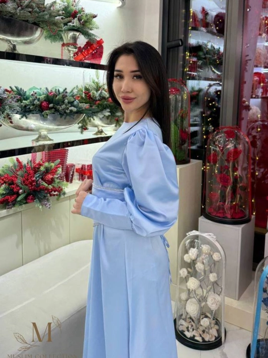 Bayramona ayollar ko'ylagi sholk mato, hamma faslga mos