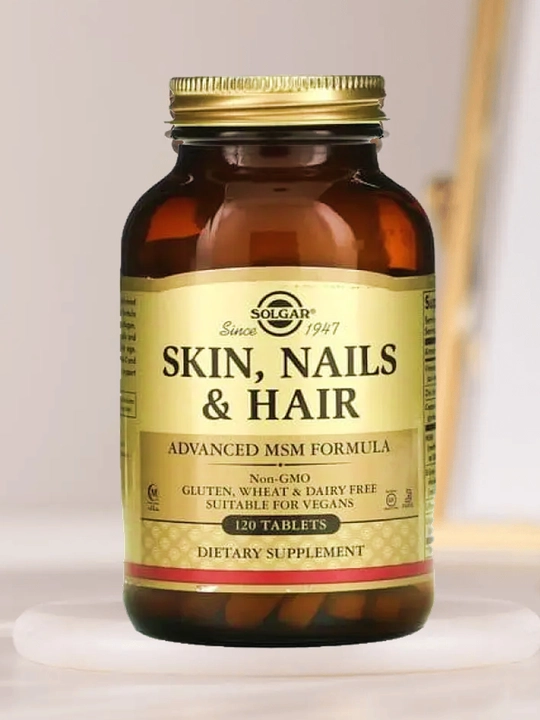 Vitaminlar Solgar, terini, tirnoqlarni va sochlarni mustahkamlash uchun, MSM, 60 dona - 