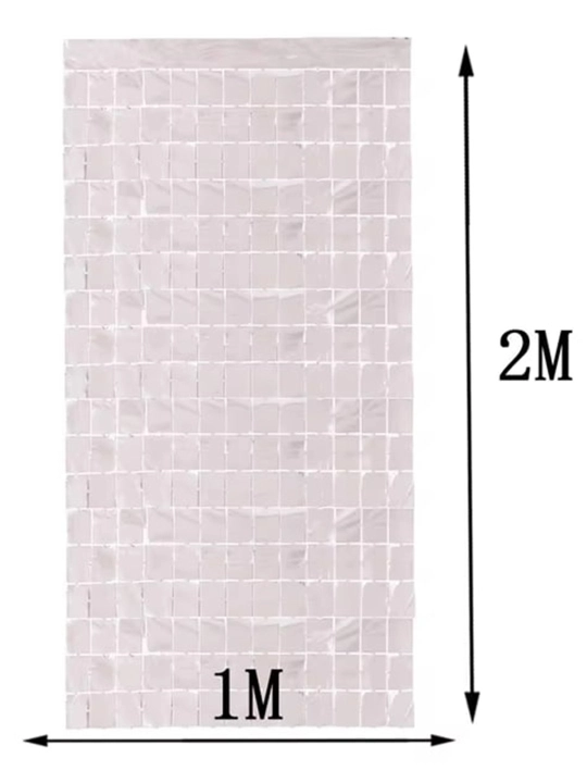 Folga materialidan katta kvadrat pardalar, tugilgan kun va dekoratsiyasi fotozonai 2x1 m