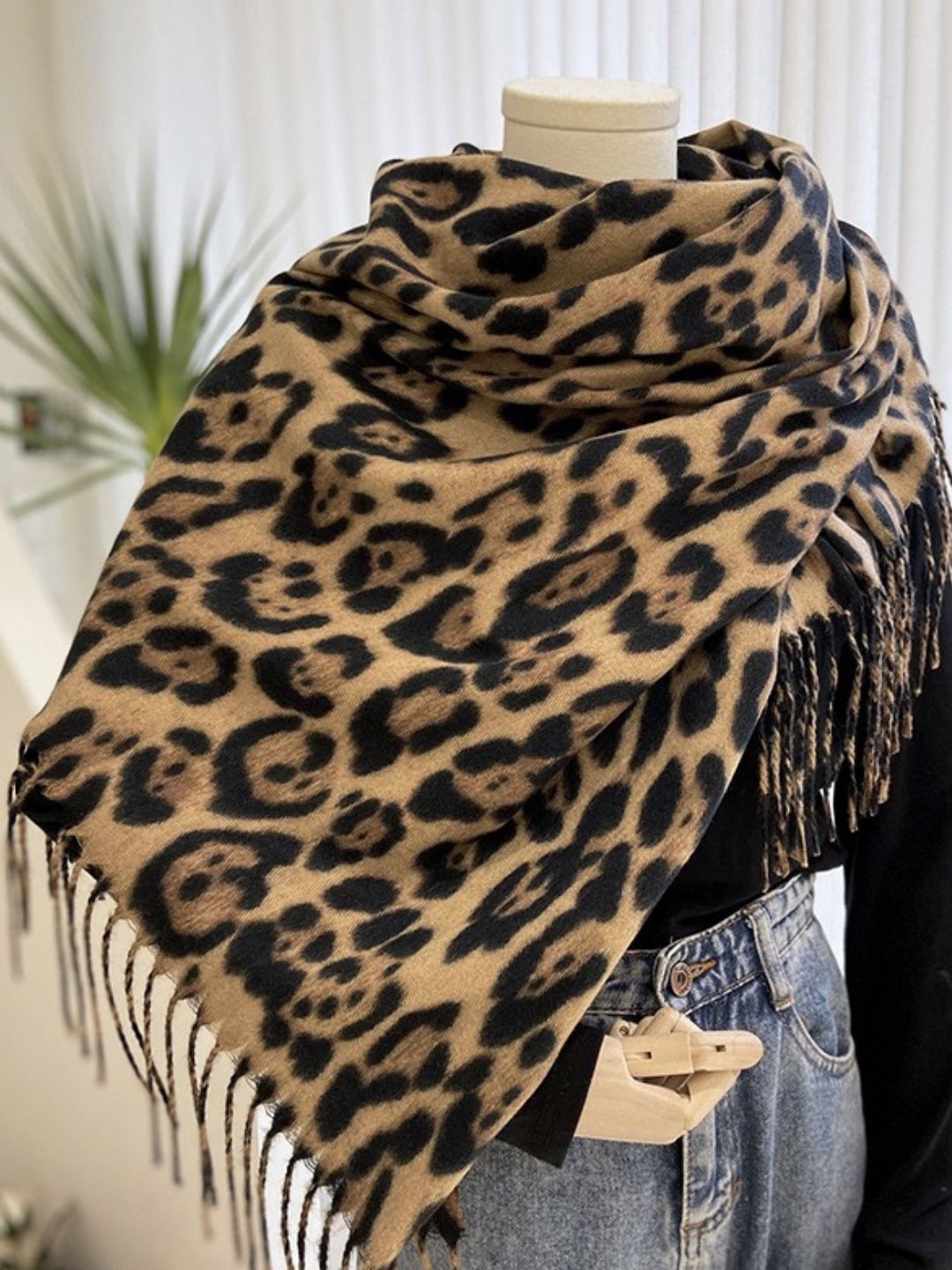 Ayollar uchun issiq kashmir leopard sharf, qalinlashgan, kuz-qish, 3 rang, 70*180 sm - 
