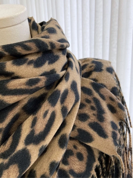 Ayollar uchun issiq kashmir leopard sharf, qalinlashgan, kuz-qish, 3 rang, 70*180 sm