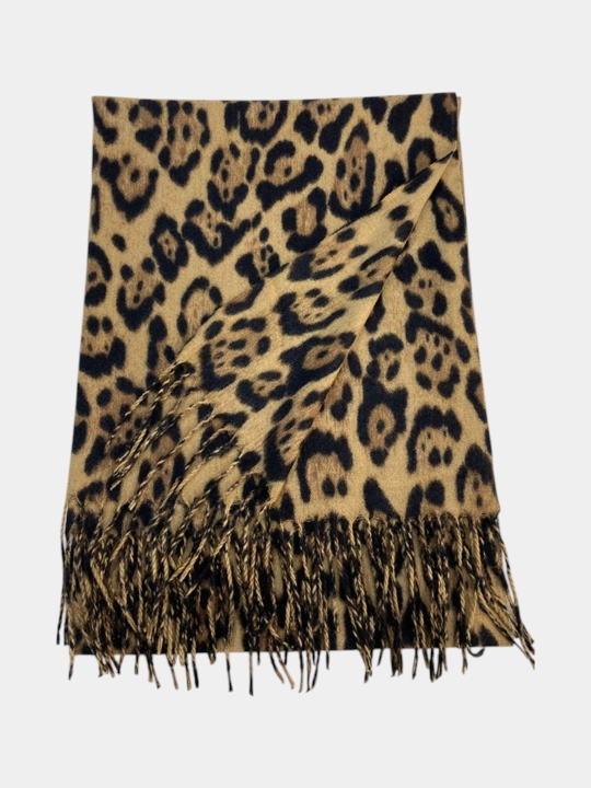 Ayollar uchun issiq kashmir leopard sharf, qalinlashgan, kuz-qish, 3 rang, 70*180 sm
