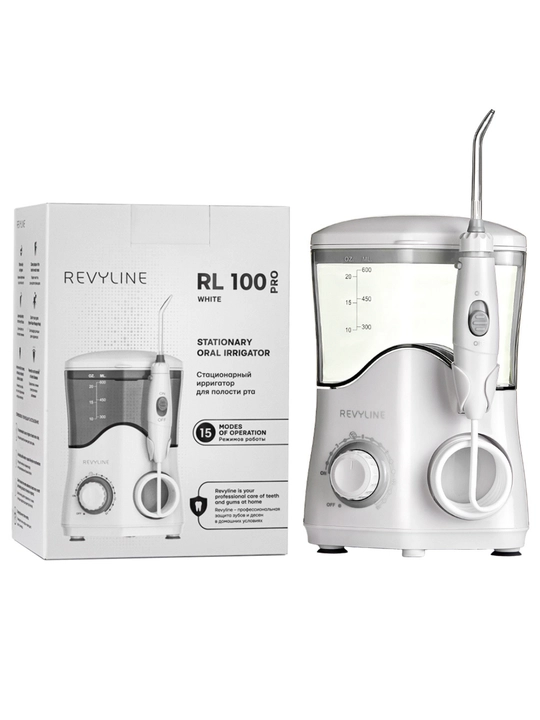 Statsionar irrigator Revyline RL 100 og‘iz bo‘shlig‘i uchun 600 ml 10 rejim