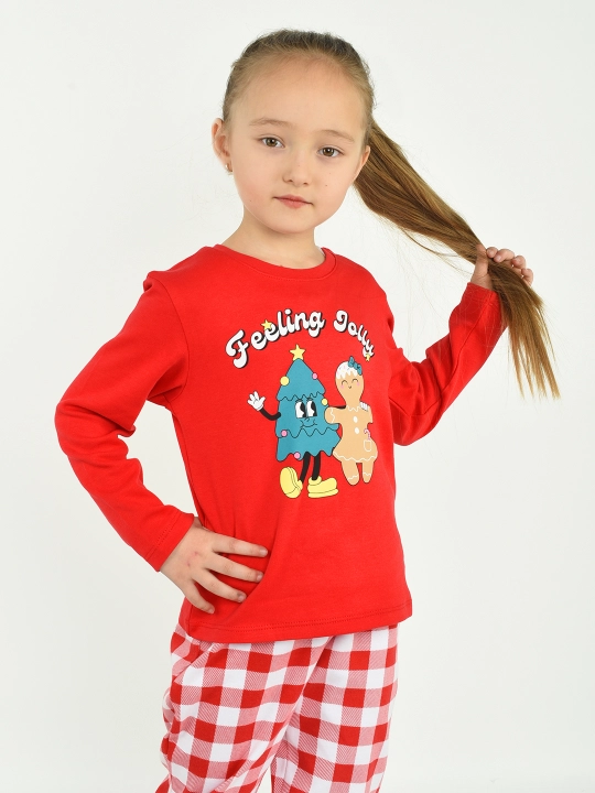 Bolalar o'g'il qizlar uchun uzun yengli bosma shimlar pijama to'plami