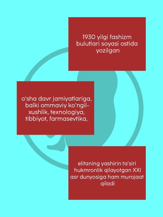 Китоб Олдос Хаксли Ажиб янги дунё, Роман, Фантастика, Антиутопия