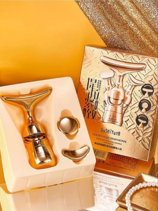 Vibratsion uchliklar bilan massajchi, kosmetik lifting, yuz uchun 3x1 to‘plami