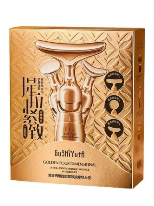 Vibratsion uchliklar bilan massajchi, kosmetik lifting, yuz uchun 3x1 to‘plami
