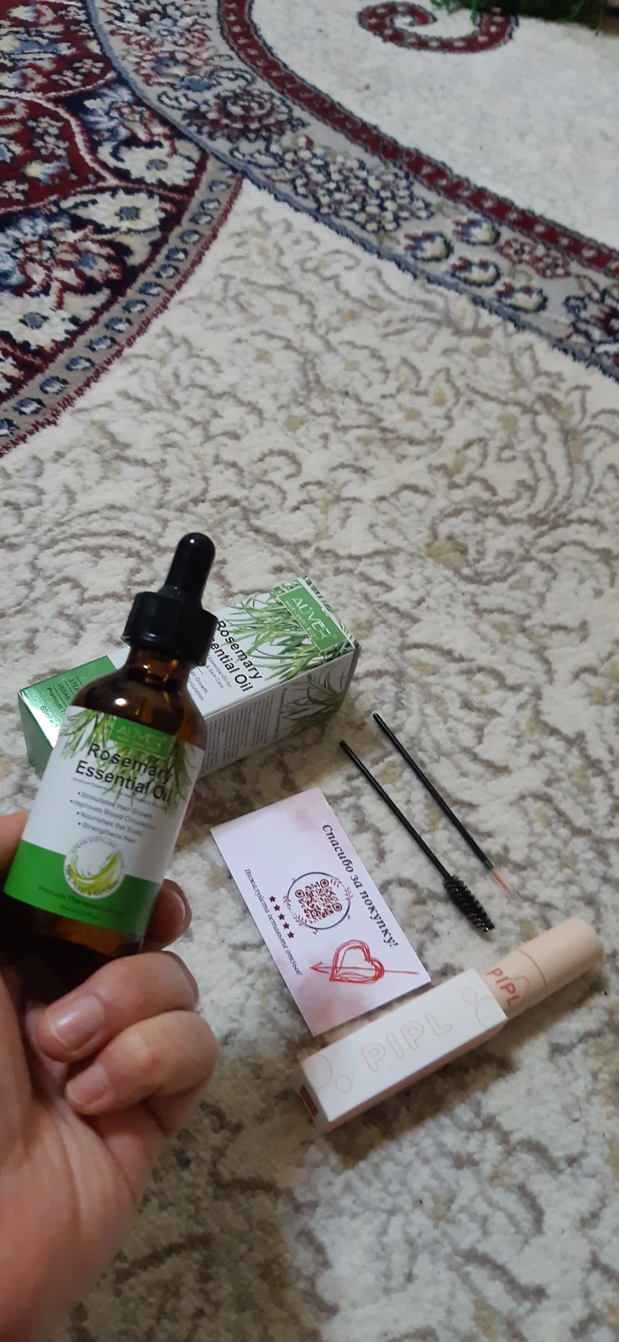 Soch, soqol, tirnoq, teri, kipriklar, o‘sish uchun rozmarin moyi, 17 xil, 60 ml