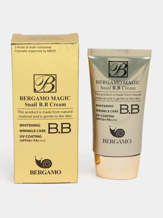 Bergamo Magic Snail, Crome snail SPF 50+ PA+++, 50 мл, тональный bb крем для всего лица - 