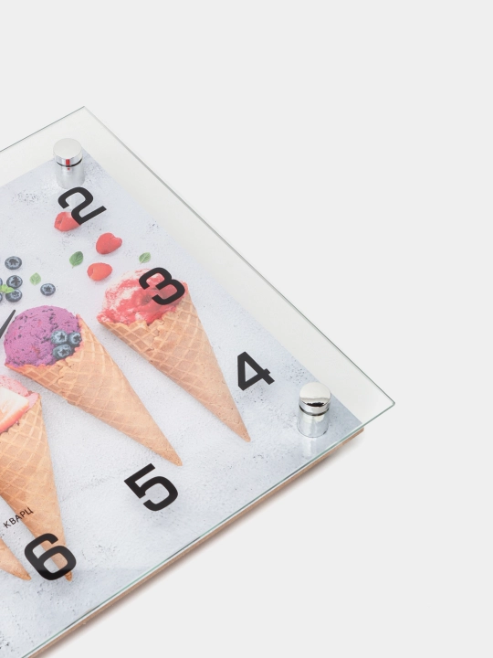 Shovqinsiz Rubin devor soati, shisha, sovg‘a uchun batareya