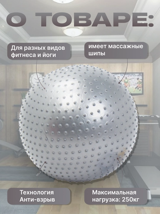 Мяч для фитнеса с шипом Fitball, фитбол 75-85-95 см, с насосом
