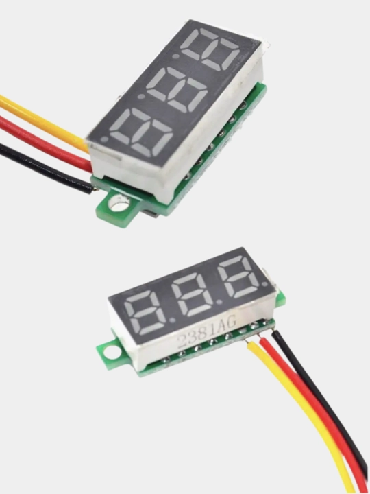 Raqamli voltmetr DC 0-100V, qizil displey 0.28", aniqlik 3%, quvvatlanish 4-40V