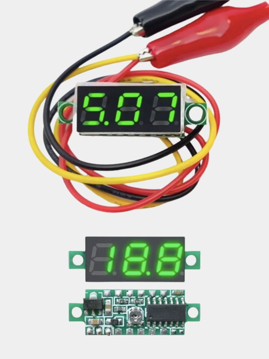 Raqamli voltmetr DC 0-100V, yashil displey 0.28", aniqlik 3%, quvvatlanish 4-40V