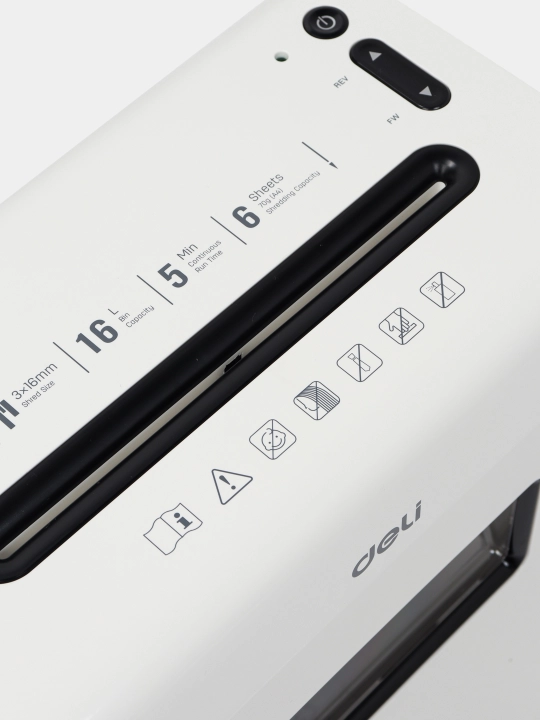 Deli E9921-EU kuchli ofis shredder, 6 varaq, 16 litr, yuqori himoya P-4