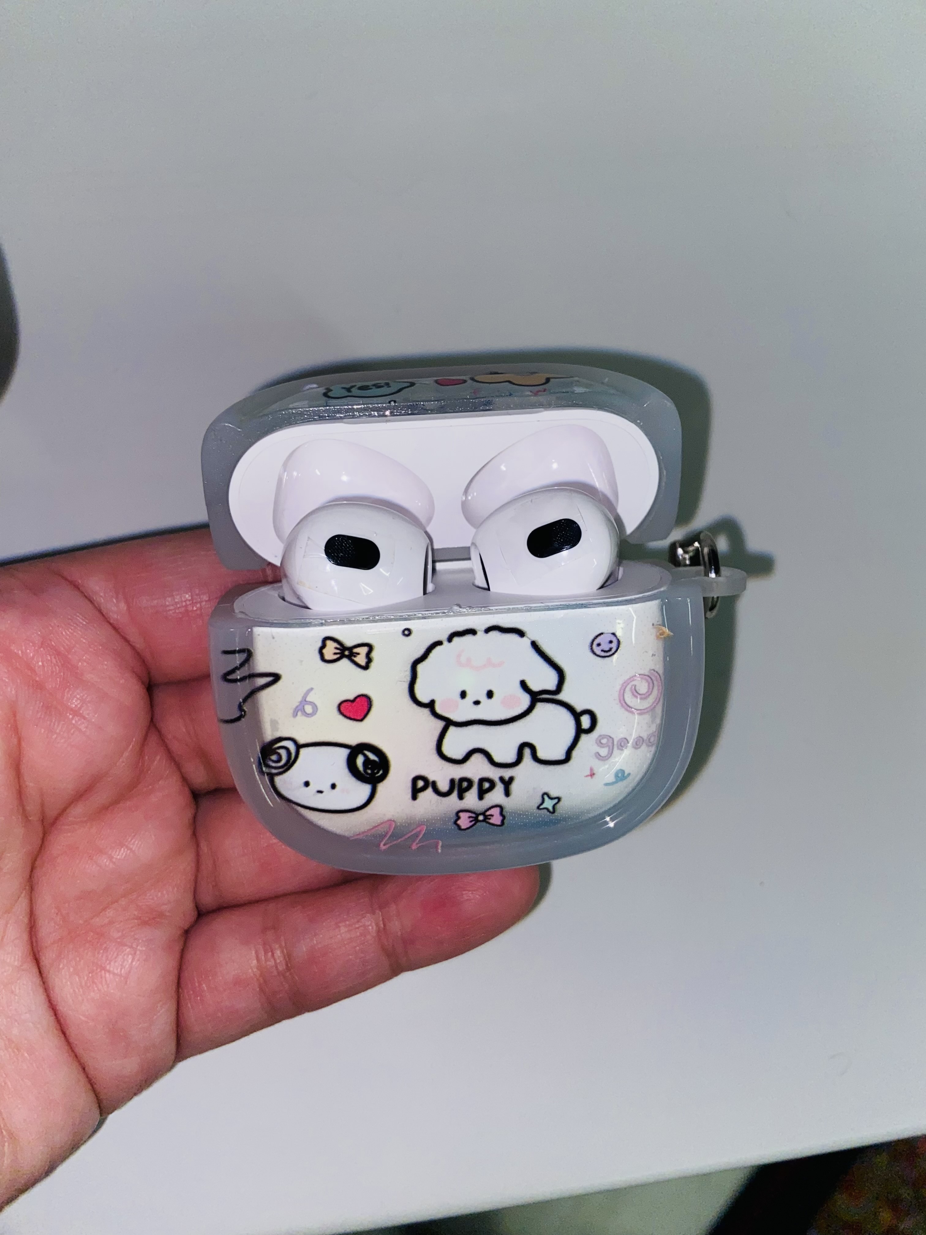 Чехол для наушников с щенком полупрозрачный, airpods 1, 2, 3, 4 и pro