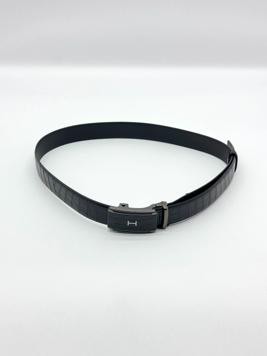 Erkaklar uchun avtomatik kamar, eko-charm, metall to’qa, eni 4 sm, uzunligi 110–125 sm