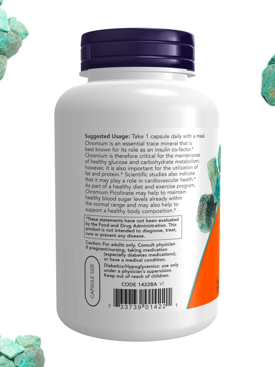 Now Foods, Хром пиколинат, 200 мкг, в капсулах, Халяль