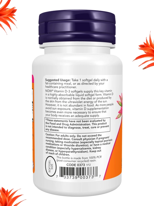 NOW Foods, Витамин D3 5000 ME, 10000 ME, мягкие капсулы, Халяль