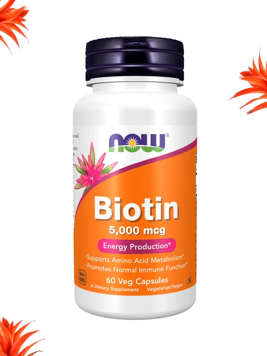 Капсулы NOW Supplements, Биотин 5000 мкг, метаболизм аминокислот, Халяль