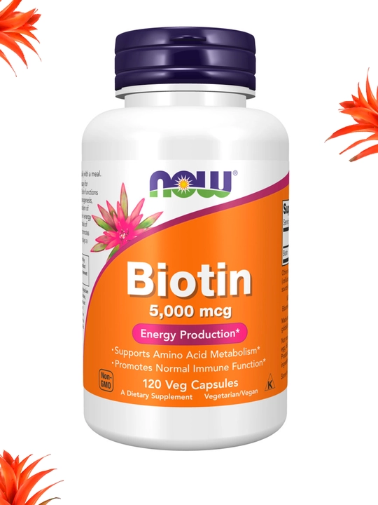 Капсулы NOW Supplements, Биотин 5000 мкг, метаболизм аминокислот, Халяль