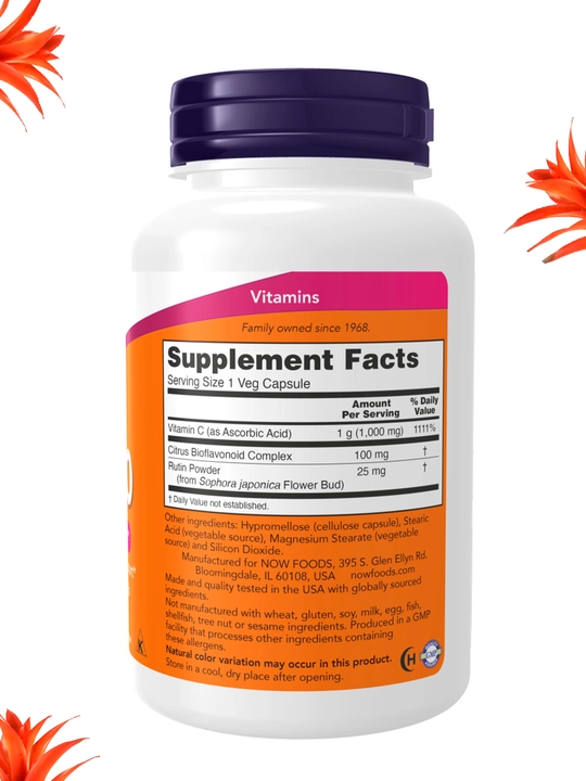 NOW Supplements, Витамин C 500 мг и 1000 мг с шиповником, Халяль