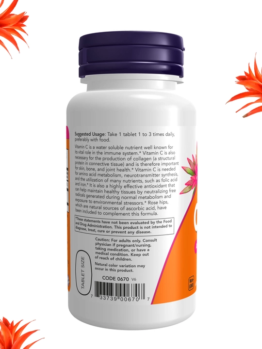 NOW Supplements, Витамин C 500 мг и 1000 мг с шиповником, Халяль