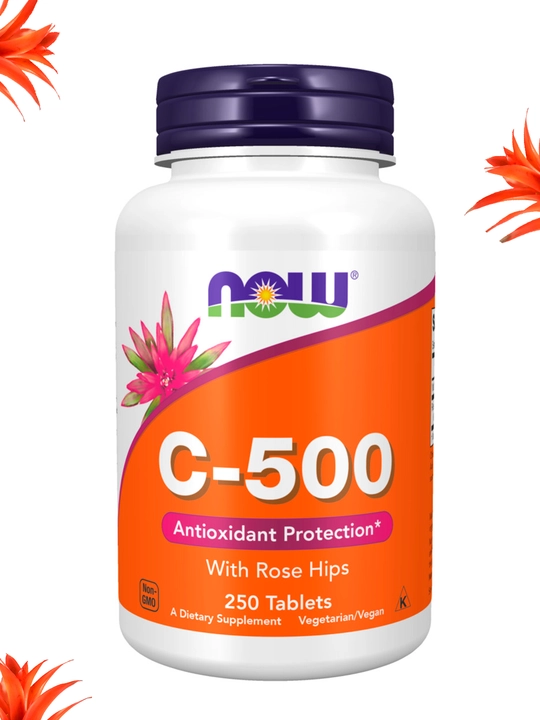 NOW Supplements, Витамин C 500 мг и 1000 мг с шиповником, Халяль